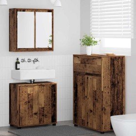 Juego de muebles de baño con cajón con rueda 3 pcs Madera Vieja