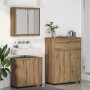 Juego de muebles de baño con cajón Manual 3 pcs Roble artesanal