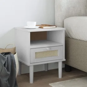 Mesita noche SENJA aspecto ratán madera pino blanco 40x35x48 cm by , Nightstands - Ref: Foro24-358011, Price: 53,07 €, Discou...