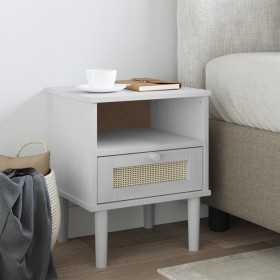 Nachttisch SENJA im Rattan-Look aus weißem Kiefernholz, 40x35x48 cm. von , Nachttische - Ref: Foro24-358011, Preis: 53,63 €, ...