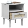 Nachttisch SENJA im Rattan-Look aus weißem Kiefernholz, 40x35x48 cm. von , Nachttische - Ref: Foro24-358011, Preis: 53,63 €, ...