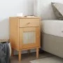 Mesita noche SENJA aspecto ratán madera pino marrón 40x35x65 cm by , Nightstands - Ref: Foro24-358013, Price: 55,20 €, Discou...