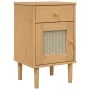 Mesita noche SENJA aspecto ratán madera pino marrón 40x35x65 cm by , Nightstands - Ref: Foro24-358013, Price: 55,20 €, Discou...