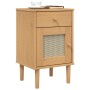 Mesita noche SENJA aspecto ratán madera pino marrón 40x35x65 cm by , Nightstands - Ref: Foro24-358013, Price: 55,84 €, Discou...