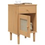 Mesita noche SENJA aspecto ratán madera pino marrón 40x35x65 cm by , Nightstands - Ref: Foro24-358013, Price: 55,84 €, Discou...