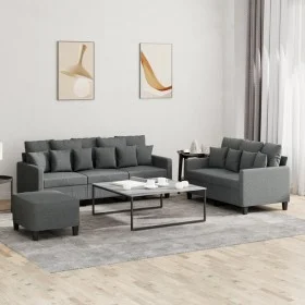3-piece dark gray fabric sofa set with cushions by , Sofas - Ref: Foro24-3201673, Price: 514,75 €, Discount: %