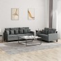 Set Sofas mit 2 Stück Kissen dunkelgrauer Stoff von , Sofas - Ref: Foro24-3201665, Preis: 475,94 €, Rabatt: %