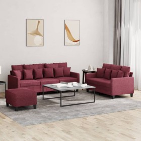 Sofa set with cushions 3 pieces red fabric by , Sofas - Ref: Foro24-3201678, Price: 485,69 €, Discount: %