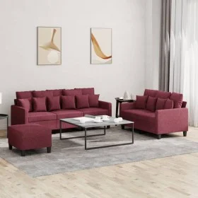 Sofa set with cushions 3 pieces red fabric by , Sofas - Ref: Foro24-3201678, Price: 455,71 €, Discount: %