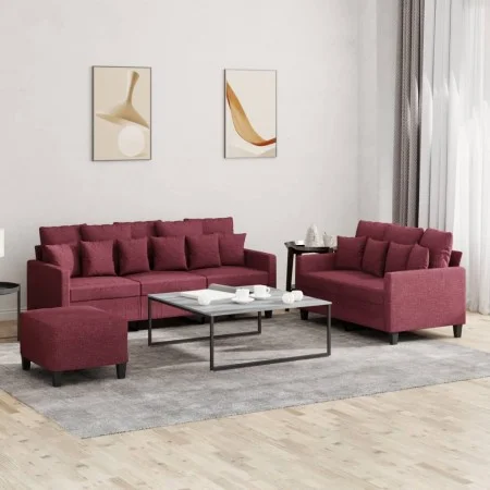 Sofa set with cushions 3 pieces red fabric by , Sofas - Ref: Foro24-3201678, Price: 455,71 €, Discount: %