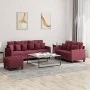Juego de sofás con cojines 3 piezas tela rojo tinto de , Sofás - Ref: Foro24-3201678, Precio: 455,69 €, Descuento: %