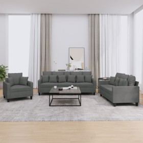 3-piece dark gray fabric sofa set with cushions by , Sofas - Ref: Foro24-3201633, Price: 607,15 €, Discount: %