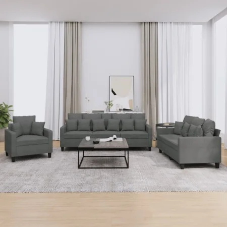 3-piece dark gray fabric sofa set with cushions by , Sofas - Ref: Foro24-3201633, Price: 597,38 €, Discount: %