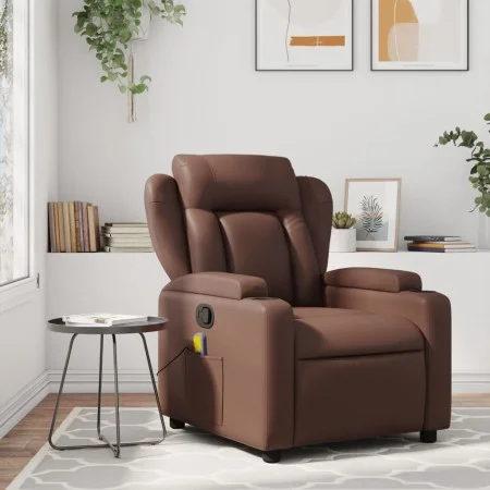 Reclining massage armchair in brown synthetic leather by , Armchairs - Ref: Foro24-372436, Price: 245,52 €, Discount: %