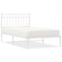Metal bed frame with white headboard 100x190 cm by , Beds and slatted bases - Ref: Foro24-373734, Price: 67,35 €, Discount: %