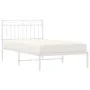 Metal bed frame with white headboard 100x190 cm by , Beds and slatted bases - Ref: Foro24-373734, Price: 67,35 €, Discount: %