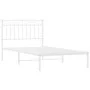 Metal bed frame with white headboard 100x190 cm by , Beds and slatted bases - Ref: Foro24-373734, Price: 67,35 €, Discount: %