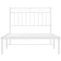 Metal bed frame with white headboard 100x190 cm by , Beds and slatted bases - Ref: Foro24-373734, Price: 67,35 €, Discount: %