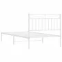 Metal bed frame with white headboard 100x190 cm by , Beds and slatted bases - Ref: Foro24-373734, Price: 67,35 €, Discount: %