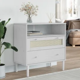 SENJA sideboard in white pine wood rattan look 80x40x80 cm by , Sideboards - Ref: Foro24-358020, Price: 93,63 €, Discount: %
