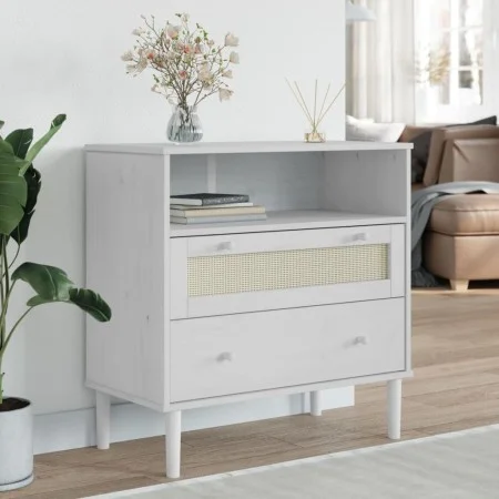 SENJA Rattan Sideboard Kiefernholz weiß 80x40x80 cm von , Sideboards - Ref: Foro24-358020, Preis: 93,63 €, Rabatt: %