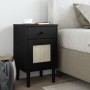 Mesita noche SENJA aspecto ratán madera pino negro 40x35x65 cm de , Mesitas de noche - Ref: Foro24-358015, Precio: 59,94 €, D...