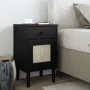 SENJA bedside table in black pine wood and rattan appearance, measuring 40x35x65 cm. by , Nightstands - Ref: Foro24-358015, P...