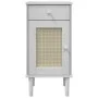 SENJA bedside table in white pine wood rattan look 40x35x80 cm by , Nightstands - Ref: Foro24-358017, Price: 61,27 €, Discoun...