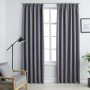 Cortinas opacas con ganchos 2 piezas gris 140x245 cm