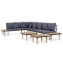 5-Sitzer-Gartenmöbel-Set und braune Kissen aus Akazienholz von , Gartensets - Ref: Foro24-46483, Preis: 765,36 €, Rabatt: %