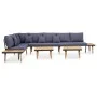 5 seater garden furniture set and brown acacia wood cushions by , Garden sets - Ref: Foro24-46483, Price: 753,61 €, Discount: %
