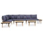 5-Sitzer-Gartenmöbel-Set und braune Kissen aus Akazienholz von , Gartensets - Ref: Foro24-46483, Preis: 765,36 €, Rabatt: %