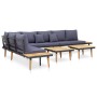5-Sitzer-Gartenmöbel-Set und braune Kissen aus Akazienholz von , Gartensets - Ref: Foro24-46483, Preis: 765,36 €, Rabatt: %