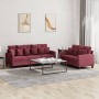 Sofa set with cushions 2 pieces red fabric by , Sofas - Ref: Foro24-3201670, Price: 441,53 €, Discount: %