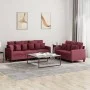 Sofa set with cushions 2 pieces red fabric by , Sofas - Ref: Foro24-3201670, Price: 414,06 €, Discount: %