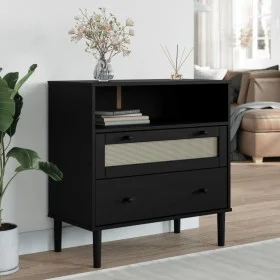 SENJA Sideboard Rattanoptik schwarzes Kiefernholz 80x40x80 cm von , Sideboards - Ref: Foro24-358021, Preis: 93,69 €, Rabatt: %
