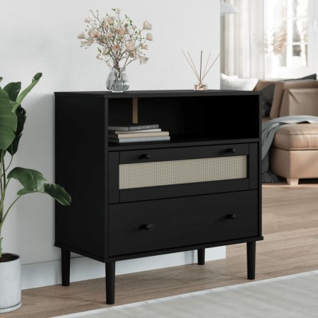 SENJA sideboard rattan look black pine wood 80x40x80 cm by , Sideboards - Ref: Foro24-358021, Price: 94,53 €, Discount: %