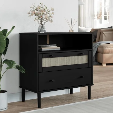 SENJA sideboard rattan look black pine wood 80x40x80 cm by , Sideboards - Ref: Foro24-358021, Price: 93,69 €, Discount: %