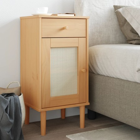 SENJA Nachttisch Rattanoptik braunes Kiefernholz 40x35x80 cm von , Nachttische - Ref: Foro24-358016, Preis: 62,36 €, Rabatt: %