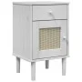 SENJA Nachttisch, Rattanoptik, weißes Kiefernholz, 40 x 35 x 65 cm von , Nachttische - Ref: Foro24-358014, Preis: 54,66 €, Ra...