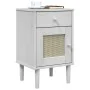 SENJA Nachttisch, Rattanoptik, weißes Kiefernholz, 40 x 35 x 65 cm von , Nachttische - Ref: Foro24-358014, Preis: 54,66 €, Ra...