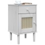 SENJA Nachttisch, Rattanoptik, weißes Kiefernholz, 40 x 35 x 65 cm von , Nachttische - Ref: Foro24-358014, Preis: 55,30 €, Ra...
