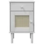 SENJA Nachttisch, Rattanoptik, weißes Kiefernholz, 40 x 35 x 65 cm von , Nachttische - Ref: Foro24-358014, Preis: 54,66 €, Ra...