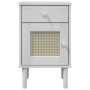 SENJA Nachttisch, Rattanoptik, weißes Kiefernholz, 40 x 35 x 65 cm von , Nachttische - Ref: Foro24-358014, Preis: 55,30 €, Ra...