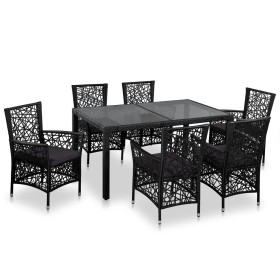 7-piece outdoor dining set in black synthetic rattan by , Garden sets - Ref: Foro24-44087, Price: 733,56 €, Discount: %