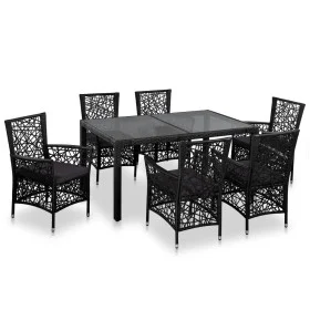7-piece outdoor dining set in black synthetic rattan by , Garden sets - Ref: Foro24-44087, Price: 928,88 €, Discount: %