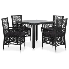 5-Piece Black Synthetic Rattan Garden Dining Set by , Garden sets - Ref: Foro24-44088, Price: 719,43 €, Discount: %