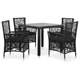 5-teiliges Garten-Ess-Set aus schwarzem synthetischem Rattan von , Gartensets - Ref: Foro24-44088, Preis: 738,77 €, Rabatt: %