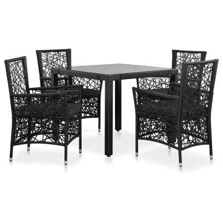 5-teiliges Garten-Ess-Set aus schwarzem synthetischem Rattan von , Gartensets - Ref: Foro24-44088, Preis: 738,41 €, Rabatt: %
