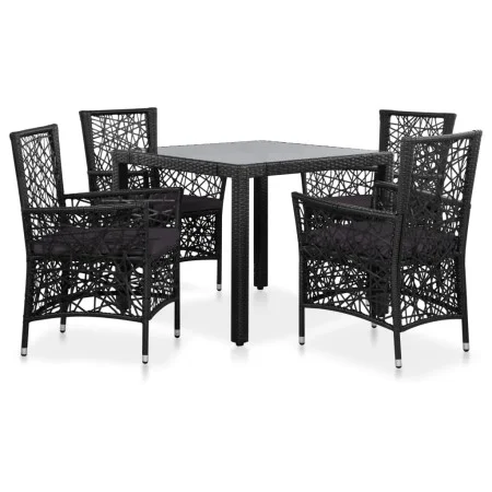 5-teiliges Garten-Ess-Set aus schwarzem synthetischem Rattan von , Gartensets - Ref: Foro24-44088, Preis: 719,43 €, Rabatt: %